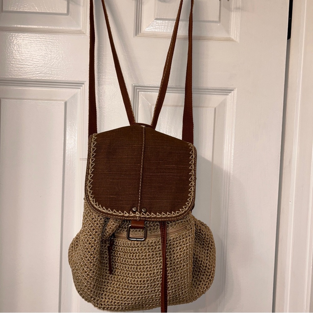 The Sak Avalon Crochet Convertible Backpack Style 107347 Nutmeg Beige